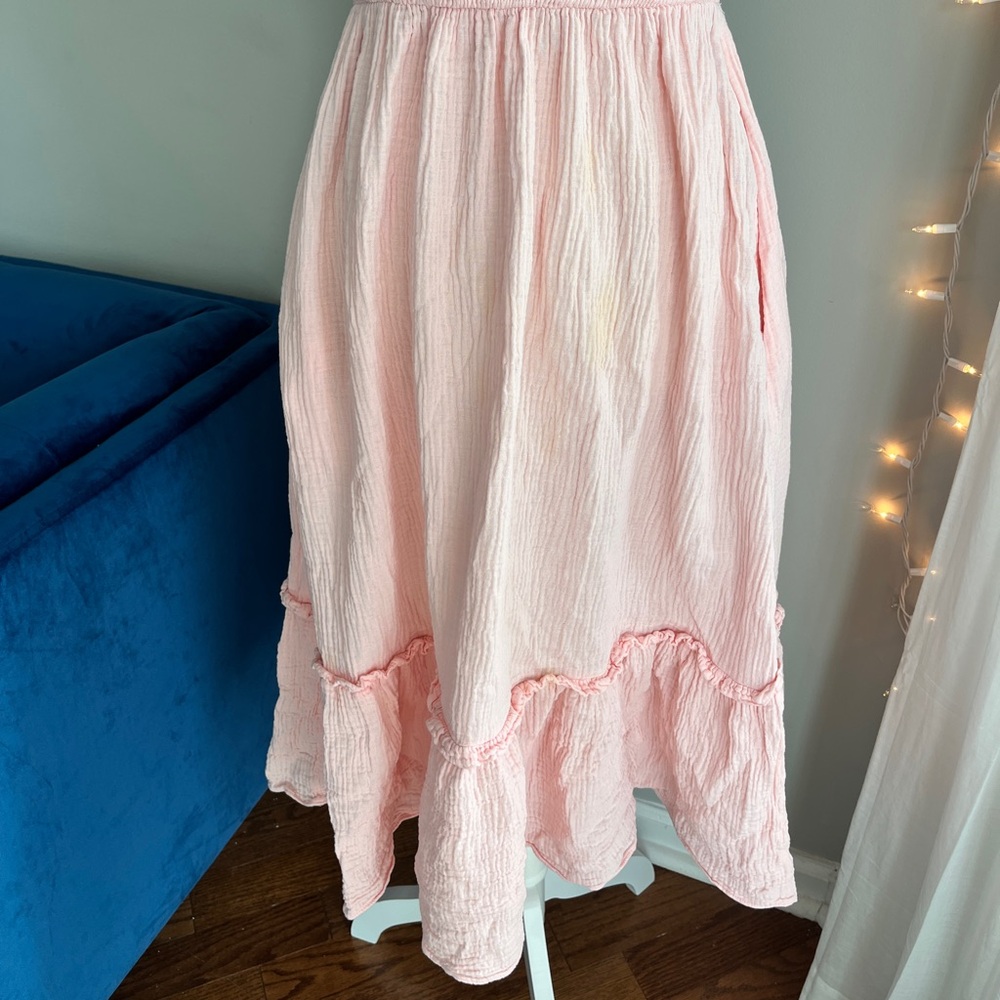 Pink Ruffle Midi Dress by Blue Rain - Picture 3 of 9